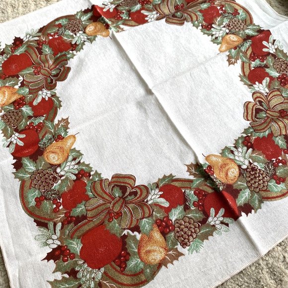 Vintage Sunweave Linen Co cotton napkin Thanksgiving holiday 16” square set of 8 - Picture 7 of 8